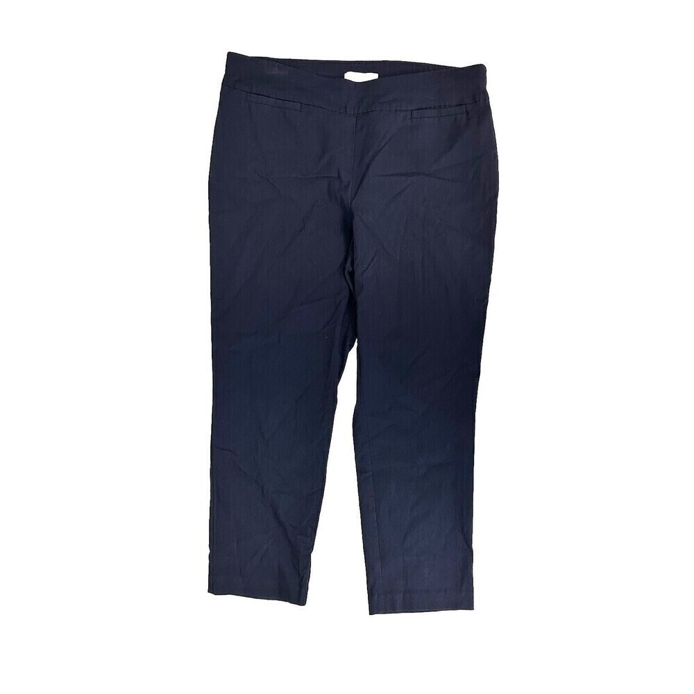 Talbots Navy Stretch Slack Pants Sz 12 Elastic Waist Corpcore Straight Leg